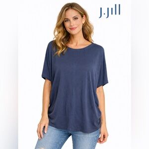 J.Jill Wearever Collection Blue Stretchy Flowy Top Medium Rayon Lycra